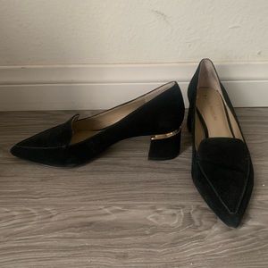 Pristine Enzo Angiolini Suede and Gold Pumps